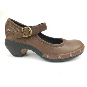 Merrell Luxe J56098 Coffee Leather Studded Buckle Mary Jane Clogs Women Size 6